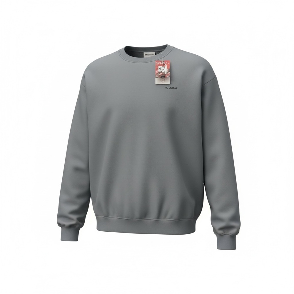 Gradual Mens Sweatshirt Smooth Textured Crewneck Sweater Long Sleeves Gray XXL